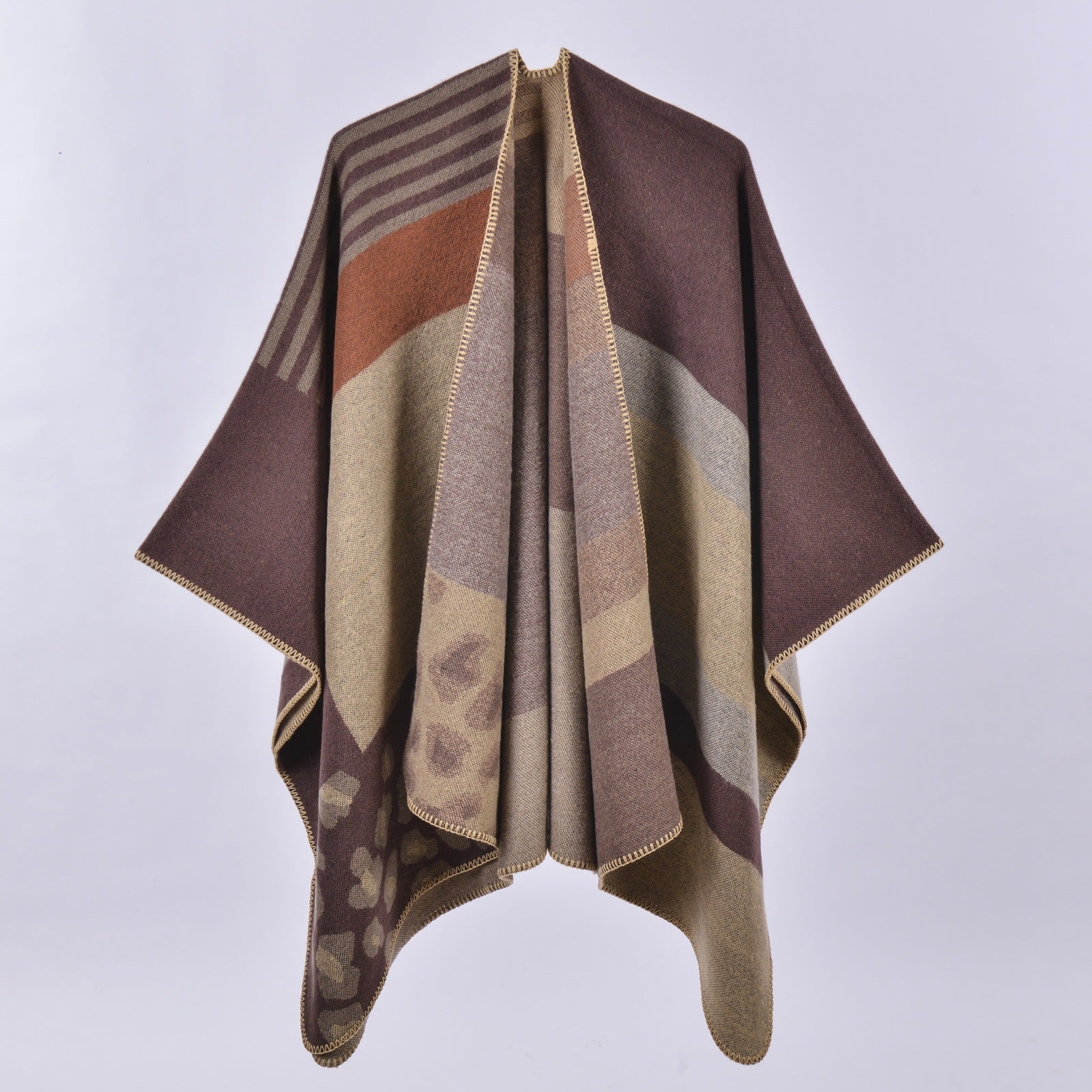 Autumn & Winter Versatile Lattice Travel Shawl – Leopard Print Purple 130x150CM