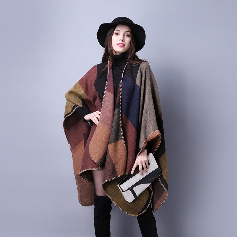 Autumn & Winter Versatile Lattice Travel Shawl – Leopard Print Black 130x150CM