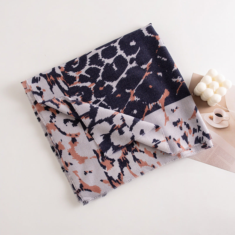 Leopard Print Cashmere-Feel Scarf – Wild Yet Elegant – Leopard Gray 190X60CM