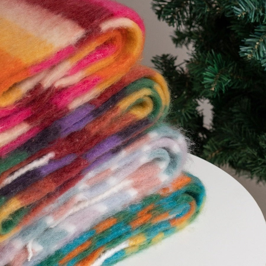 Rainbow Mohair Tassel Scarf – 3color Above 175cm