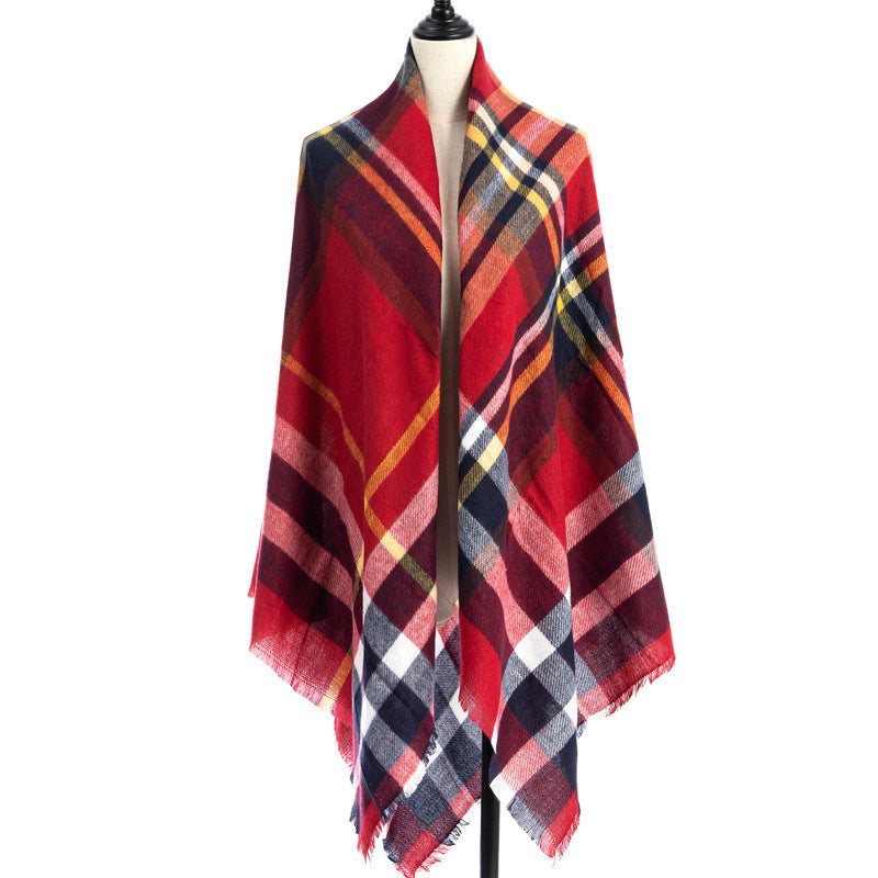 Women’s Cashmere-like Plaid Scarf Shawl – A8 140X140CM