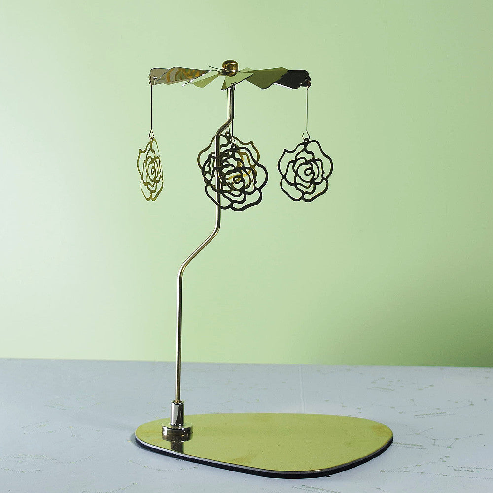 Rotating Candle Holder – Elegant Spinning Design – Golden Snowflake