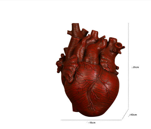 Anatomical Heart Vase – Nordic Style Sculpture Flower Pot – Gold Medium