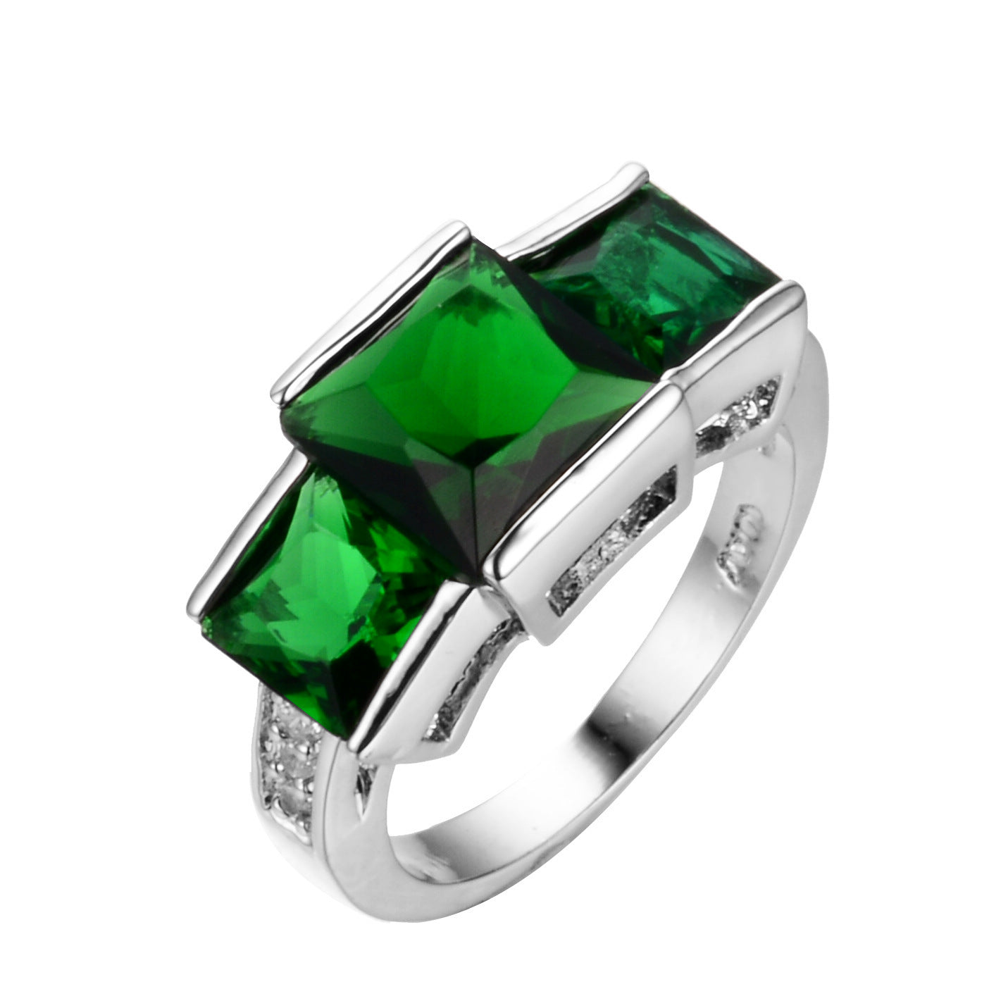 Multicolor Gemstone Statement Ring – Bold Square-Cut Design – Black No 10