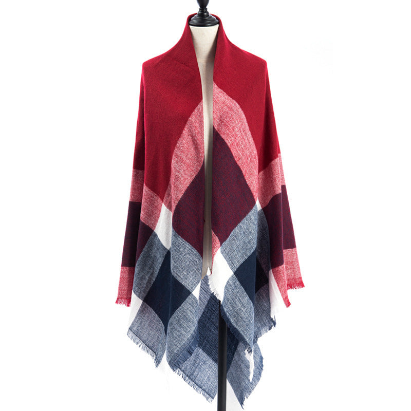 Women’s Cashmere-like Plaid Scarf Shawl – B6 140X140CM