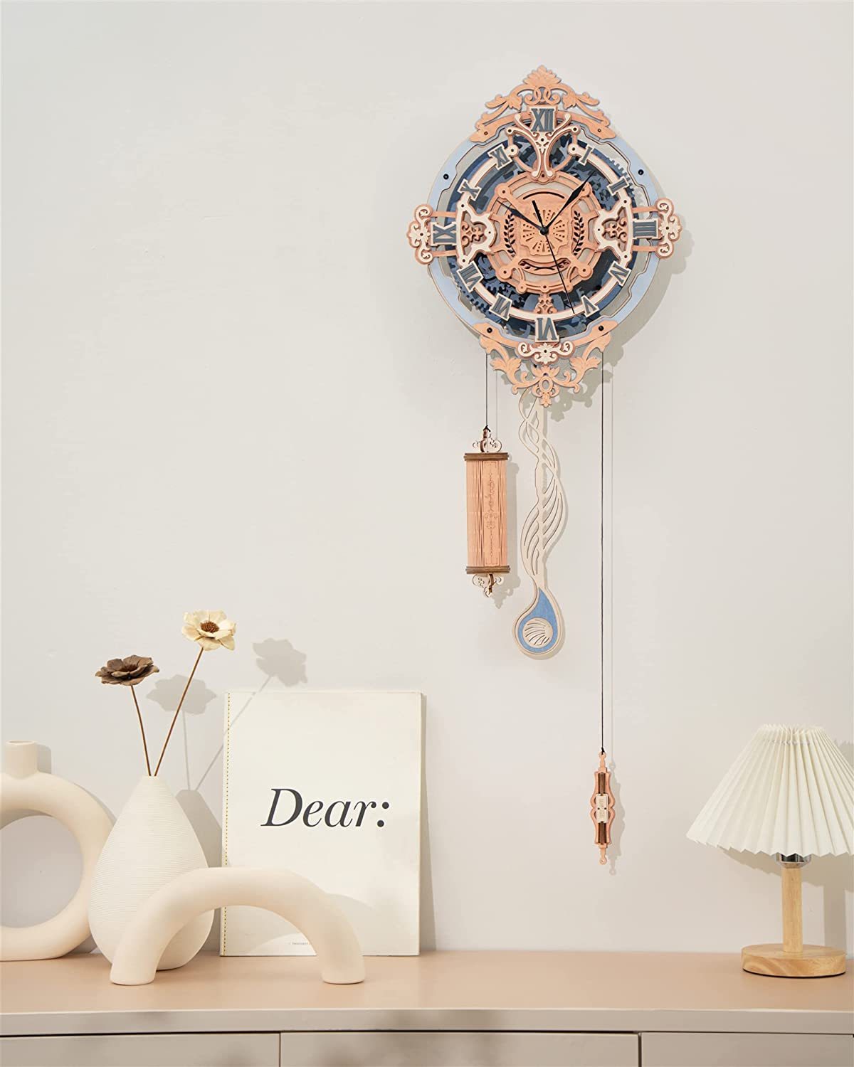 ROKR Romantic Notes Wooden Clock 3D Puzzle Kit – Elegant Wall Décor