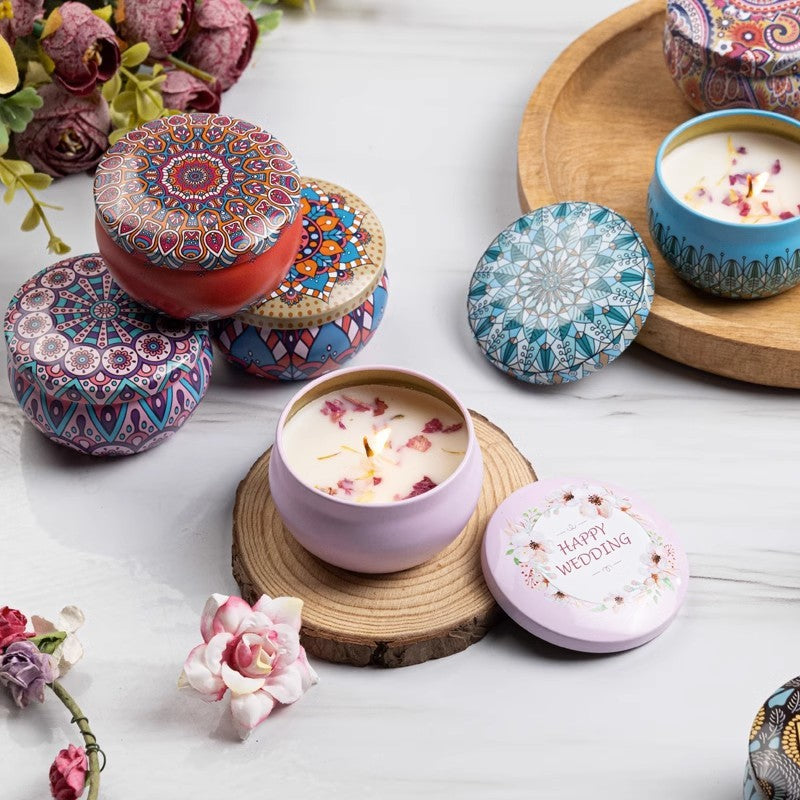 Dried Flower Fragrance Candle – Decorative Tin Gift Candle – 6 CmX4cm Color Box Packaging Cedar Forest