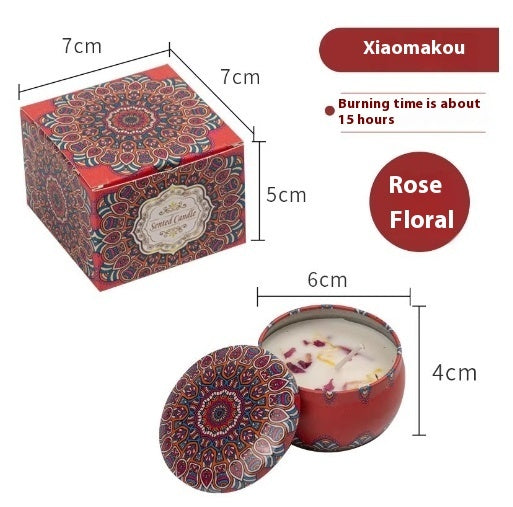 Dried Flower Fragrance Candle – Decorative Tin Gift Candle – 6 CmX4cm Color Box Packaging White Musk