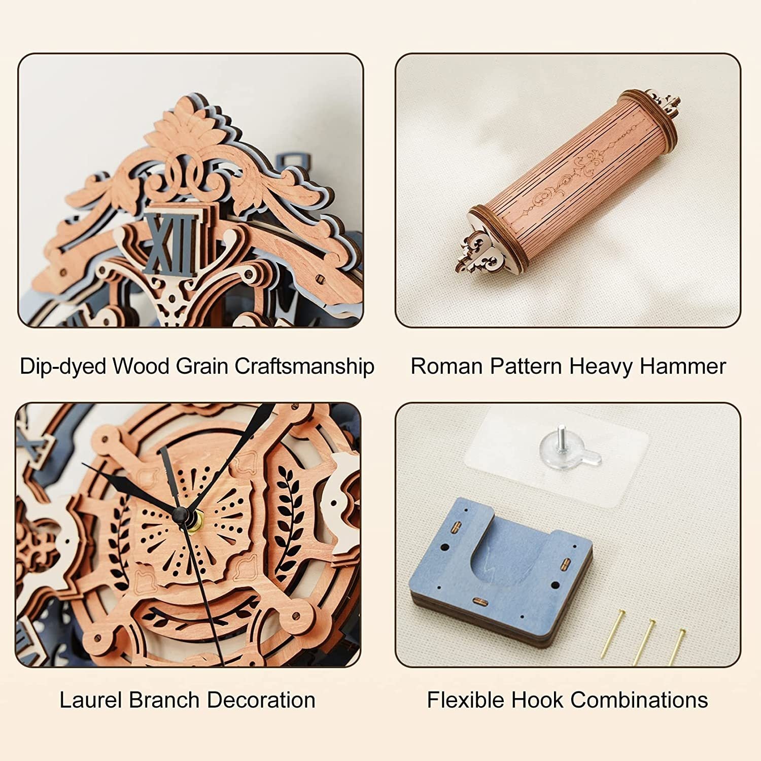 ROKR Romantic Notes Wooden Clock 3D Puzzle Kit – Elegant Wall Décor