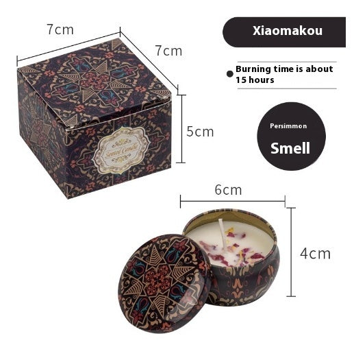 Dried Flower Fragrance Candle – Decorative Tin Gift Candle – 6 CmX4cm Color Box Packaging Macaron Cake