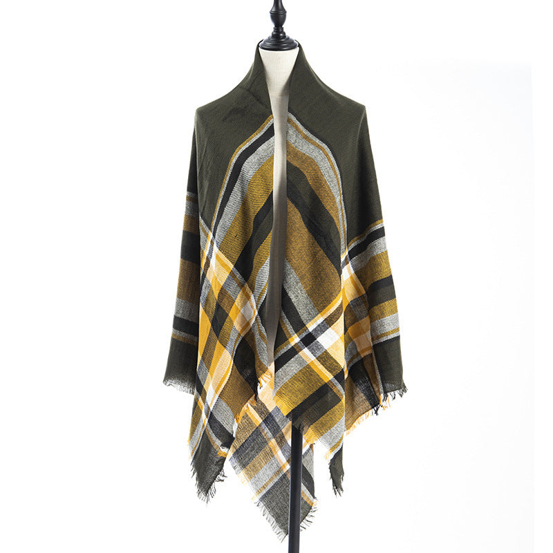 Women’s Cashmere-like Plaid Scarf Shawl – C6 140X140CM