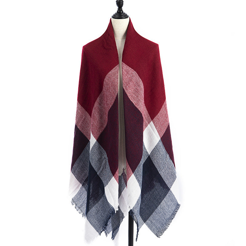 Women’s Cashmere-like Plaid Scarf Shawl – D2 140X140CM