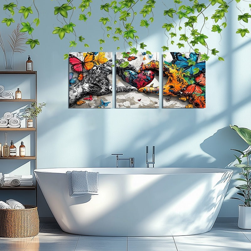 3-Piece Graffiti Love Canvas Wall Art – Framed Street Style Print Set – 32x24inch
