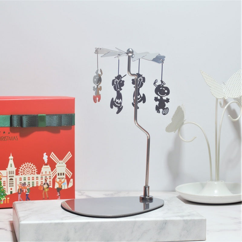 Rotating Candle Holder – Elegant Spinning Design – Silver Snowflake Deer