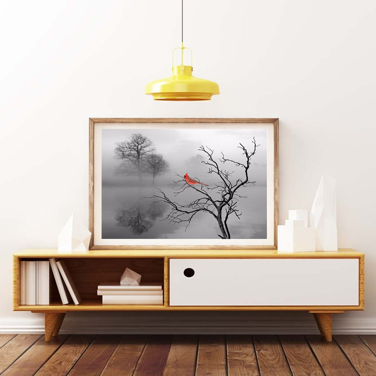 Red Cardinal Memorial Canvas Print – Grey 30X40