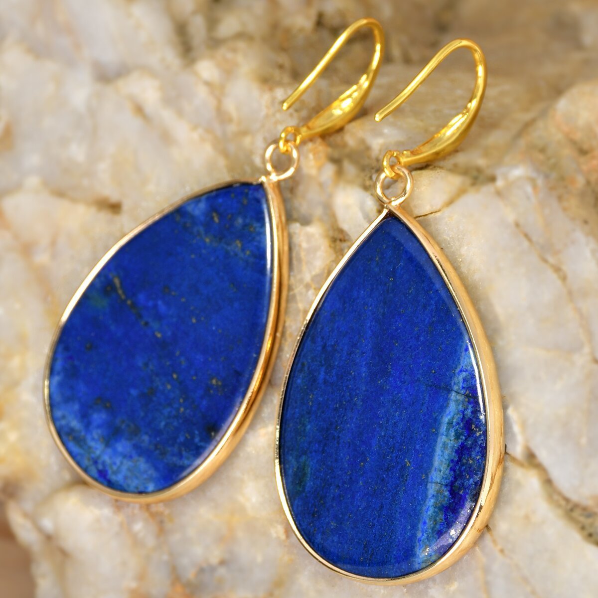 Women’s Retro Natural Stone Drop Earrings – Multicolor Gemstone Variants – Amethyst
