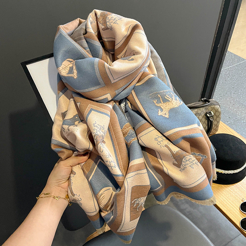 Carriage Print Cashmere-Feel Scarf