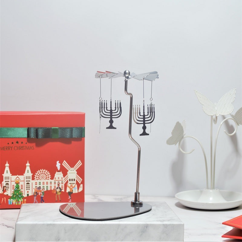 Rotating Candle Holder – Elegant Spinning Design – Silver Carriage