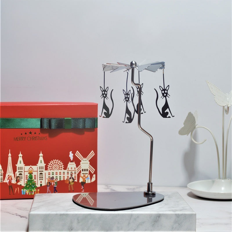 Rotating Candle Holder – Elegant Spinning Design – Silver Puppy
