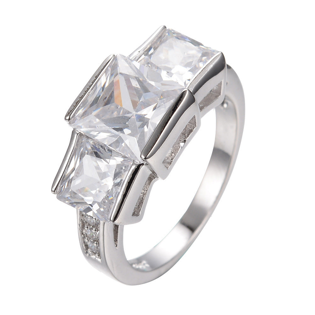 Multicolor Gemstone Statement Ring – Bold Square-Cut Design – Champagne No 7