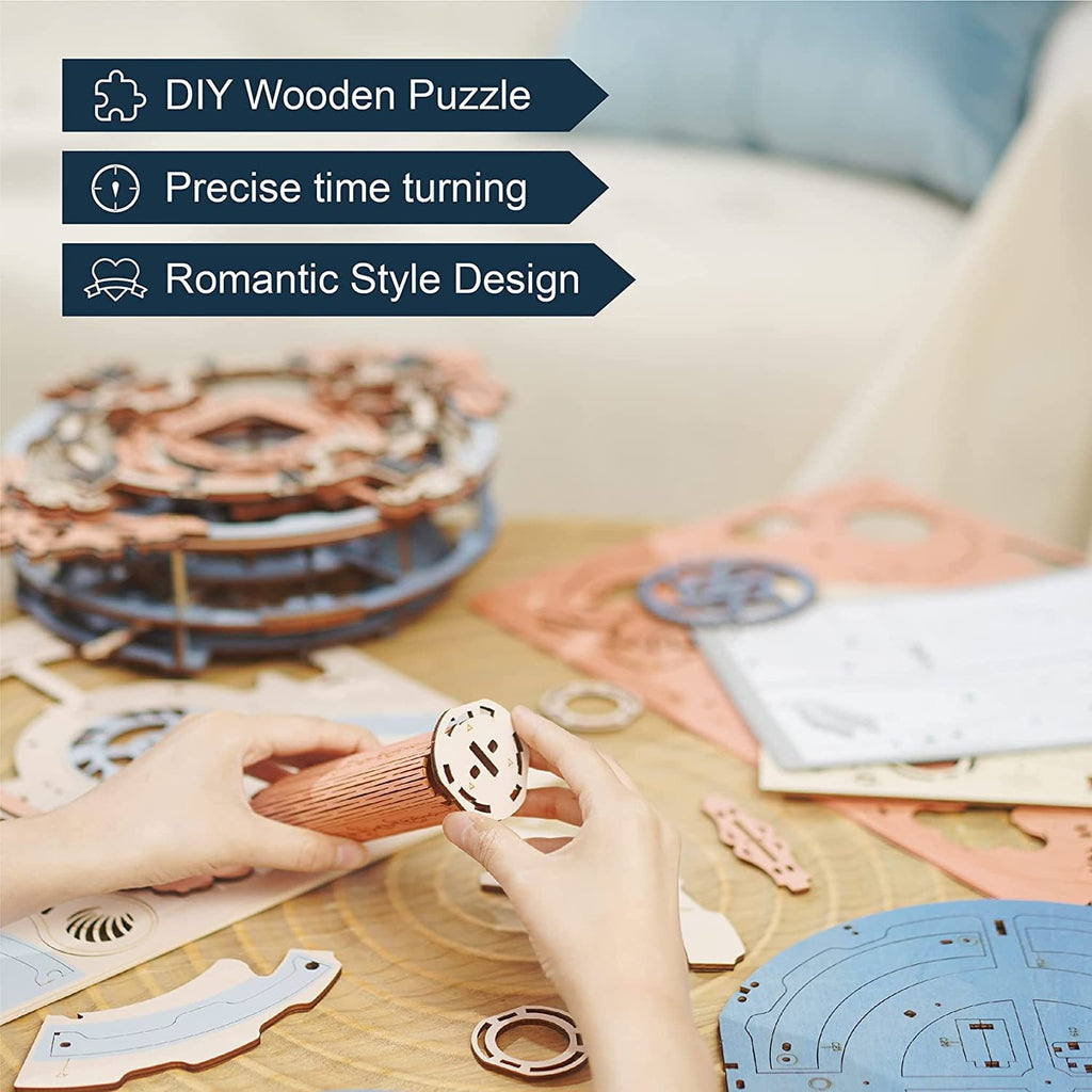 ROKR Romantic Notes Wooden Clock 3D Puzzle Kit – Elegant Wall Décor