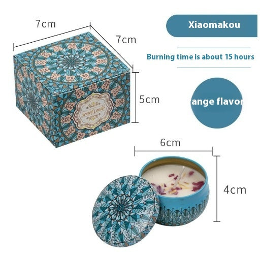 Dried Flower Fragrance Candle – Decorative Tin Gift Candle – 6 CmX4cm Color Box Packaging Vanilla Cream