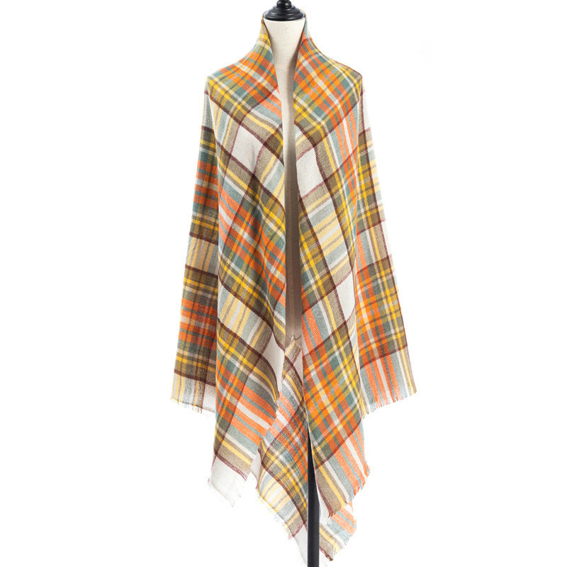 Women’s Cashmere-like Plaid Scarf Shawl – A5 140X140CM