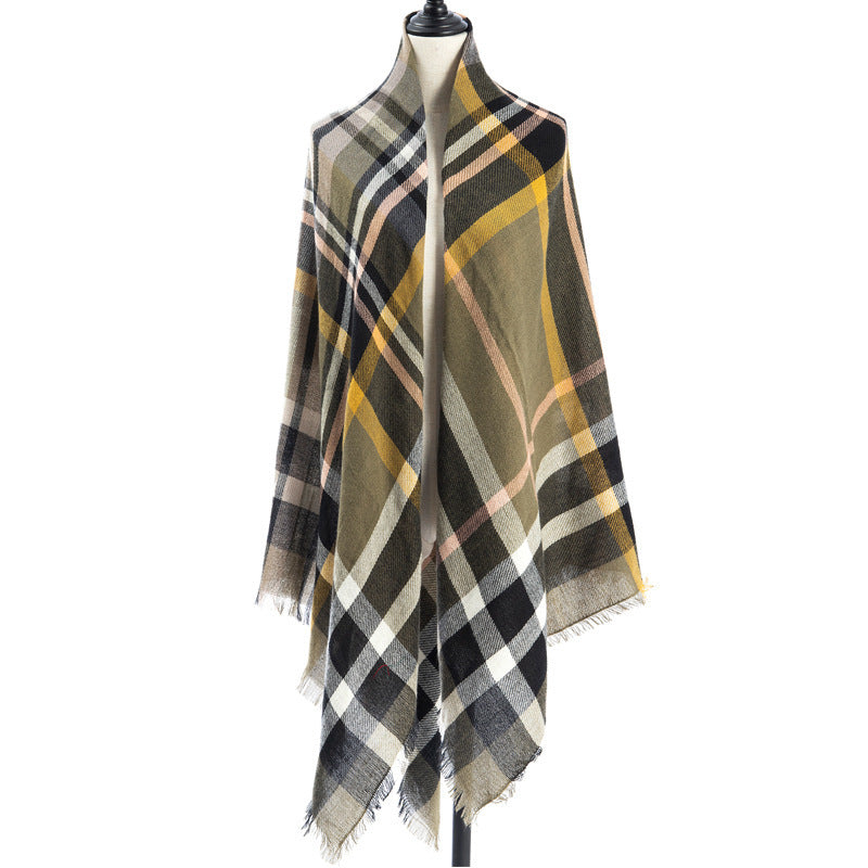 Women’s Cashmere-like Plaid Scarf Shawl – A9 140X140CM