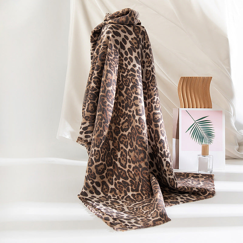 Leopard Print Cashmere-Feel Scarf – Wild Yet Elegant – Zebra Stripes Light Coffee 190X60CM