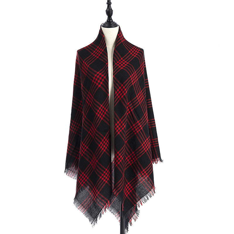 Women’s Cashmere-like Plaid Scarf Shawl