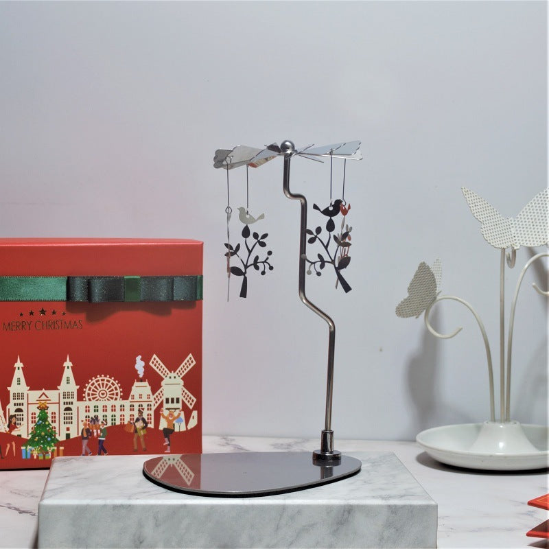 Rotating Candle Holder – Elegant Spinning Design – Silver Butterfly