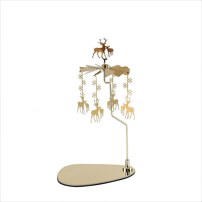 Rotating Candle Holder – Elegant Spinning Design – Golden Snowflake String