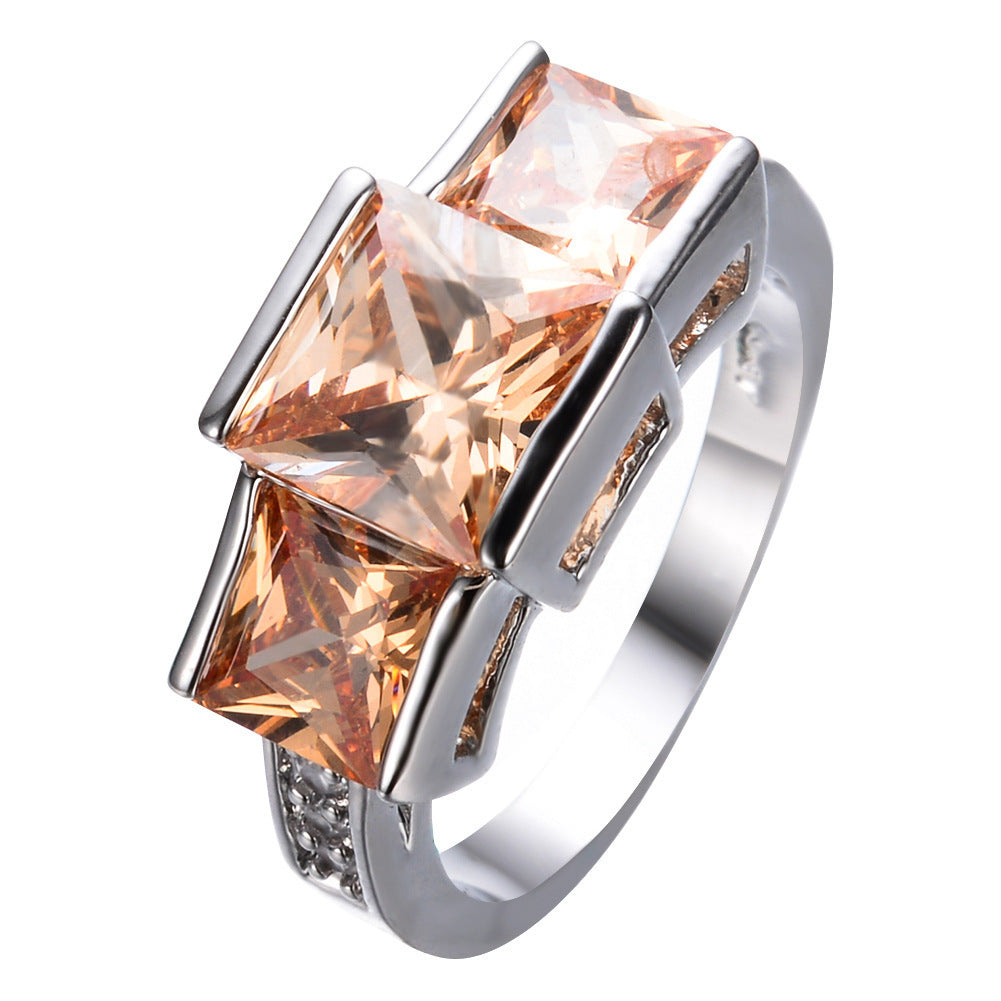 Multicolor Gemstone Statement Ring – Bold Square-Cut Design – Apple Green No 9