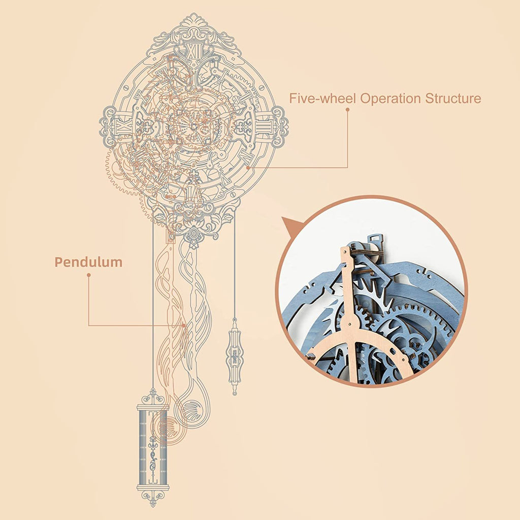 ROKR Romantic Notes Wooden Clock 3D Puzzle Kit – Elegant Wall Décor