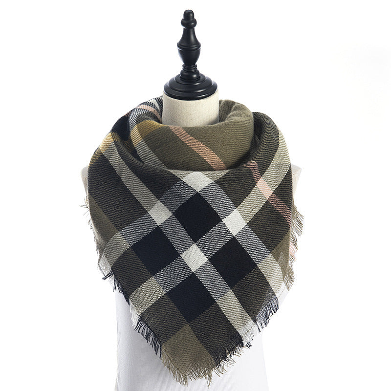 Women’s Cashmere-like Plaid Scarf Shawl – A2 140X140CM