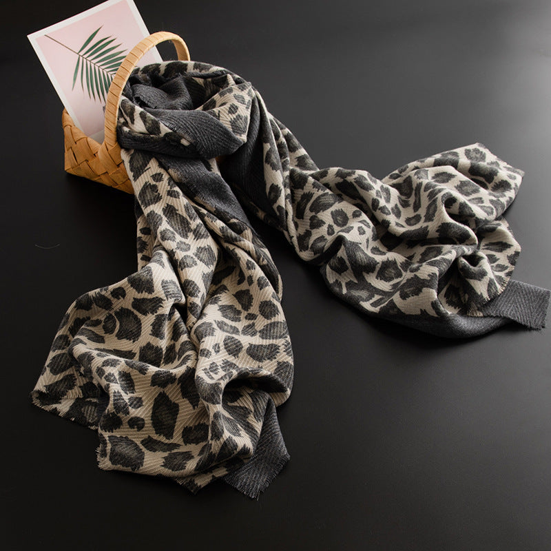 Leopard Print Cashmere-Feel Scarf – Wild Yet Elegant – Leopard Print Yellow 190X60CM