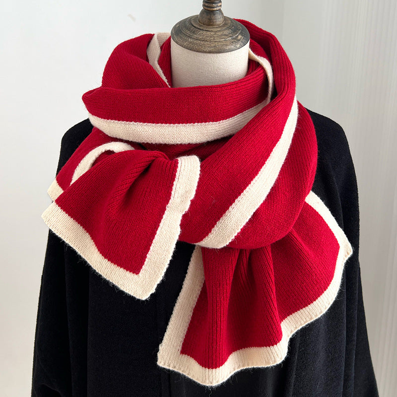 Color Matching Knitted Wool Scarf – Army Green 175x 30cm scarves and wraps