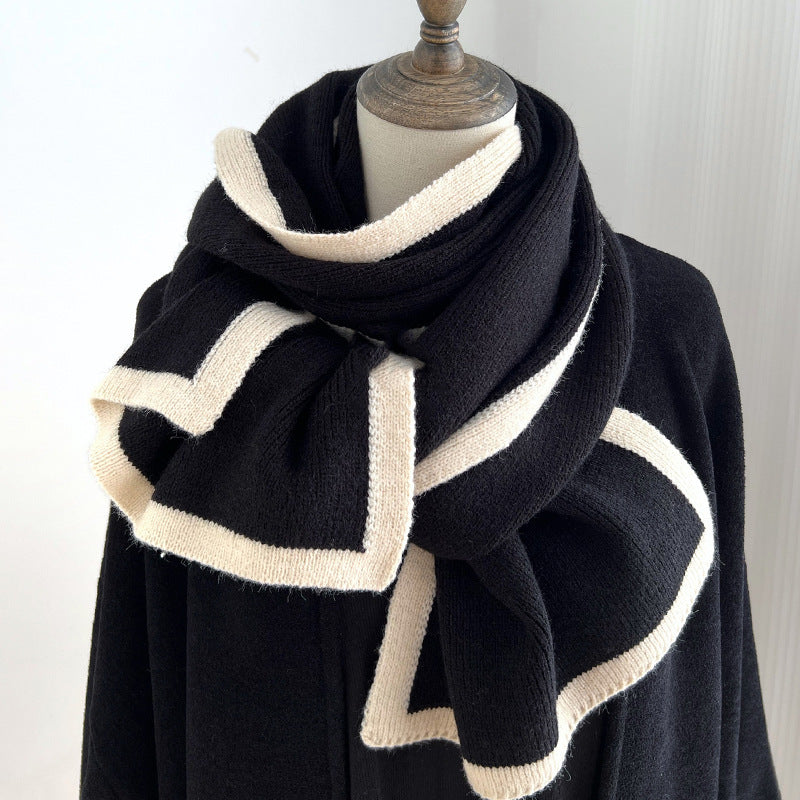 Color Matching Knitted Wool Scarf – Gray 175x 30cm