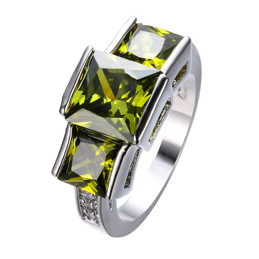 Multicolor Gemstone Statement Ring – Bold Square-Cut Design – Black No 6