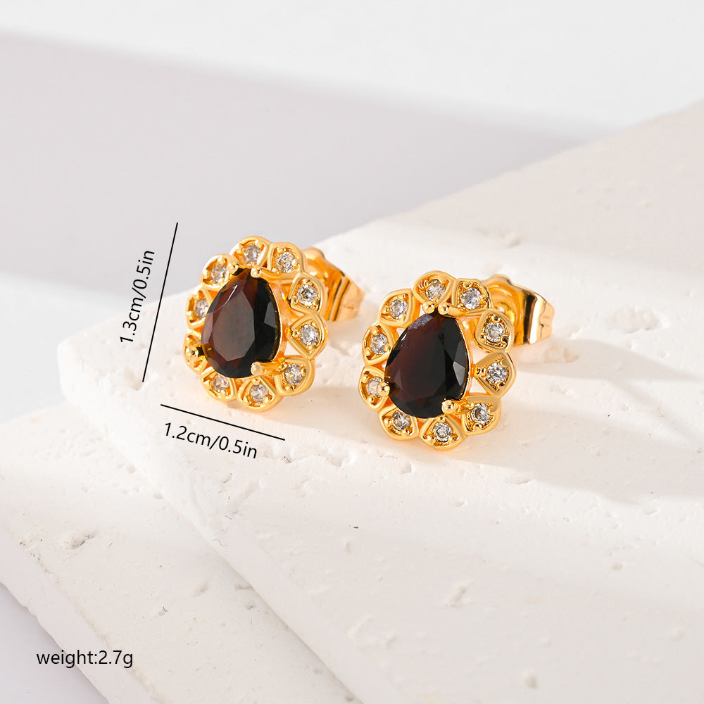 ✨ Fashion Multi-Color Zircon Stud Earrings ✨ – Champagne