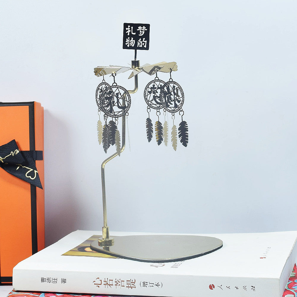 Rotating Candle Holder – Elegant Spinning Design – Golden Dreamcatcher