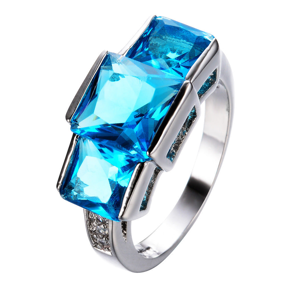 Multicolor Gemstone Statement Ring – Bold Square-Cut Design – Champagne No 6