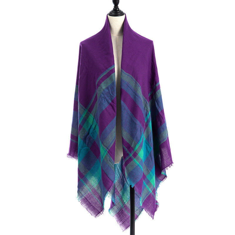 Women’s Cashmere-like Plaid Scarf Shawl – C10 140X140CM