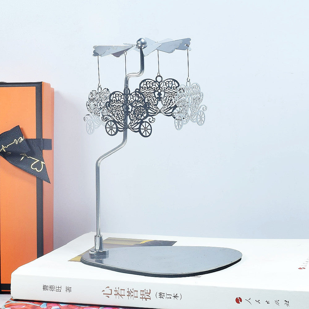 Rotating Candle Holder – Elegant Spinning Design – Silver Christmas Tree