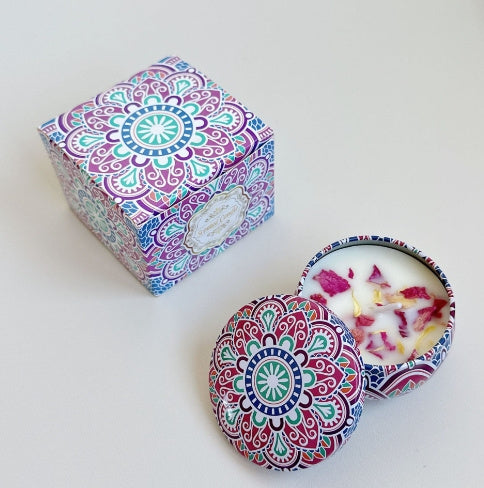 Dried Flower Fragrance Candle – Decorative Tin Gift Candle – 6 CmX4cm Color Box Packaging Jasmine Scent