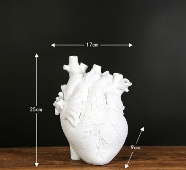Anatomical Heart Vase – Nordic Style Sculpture Flower Pot – White Small