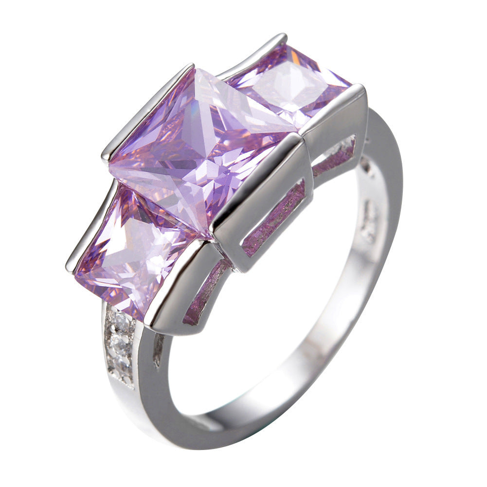 Multicolor Gemstone Statement Ring – Bold Square-Cut Design – Black No 8