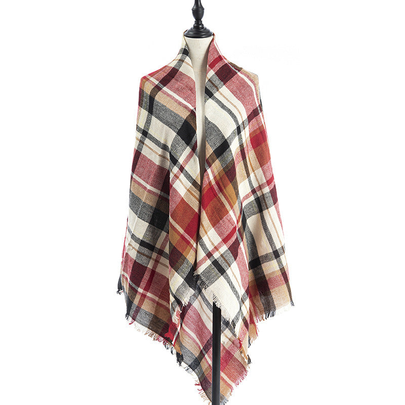 Women’s Cashmere-like Plaid Scarf Shawl – D7 140X140CM