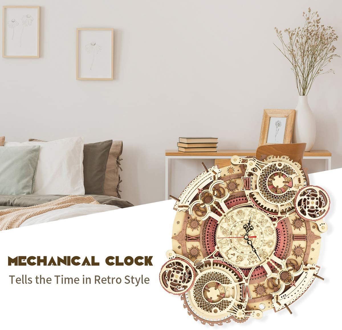 ROKR Zodiac Wooden Clock 3D Puzzle Kit – Functional Wall Art