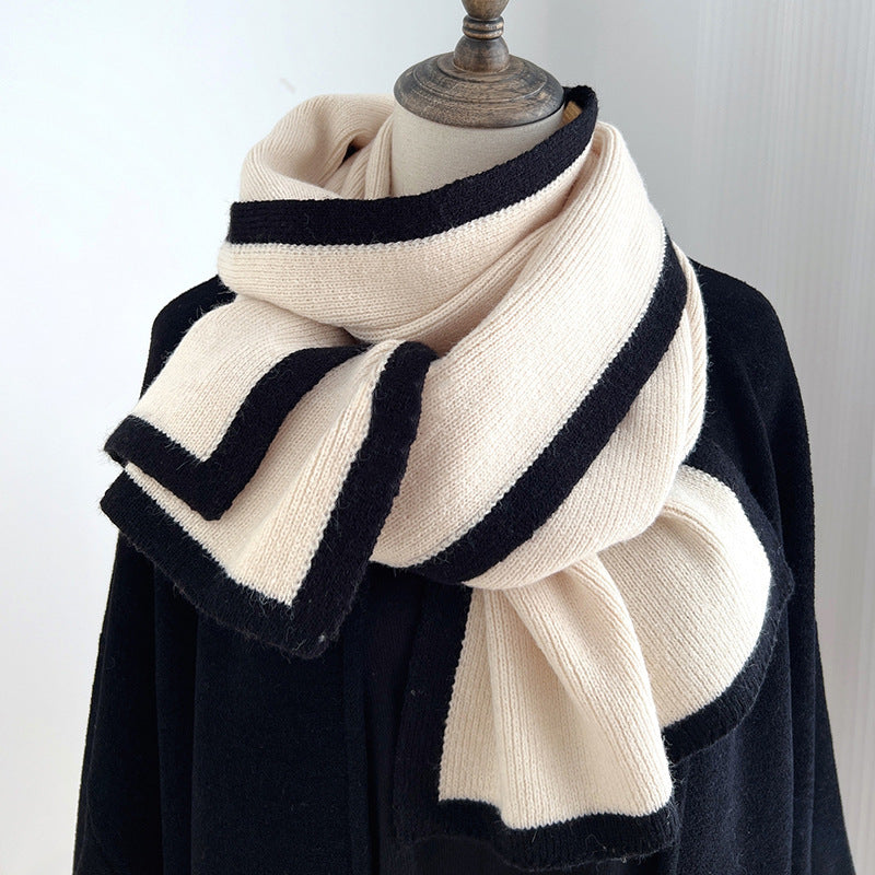 Color Matching Knitted Wool Scarf – Camel 175x 30cm